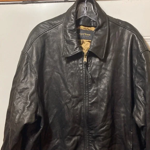 Marc New York Leather Black Bomber Jacket XL